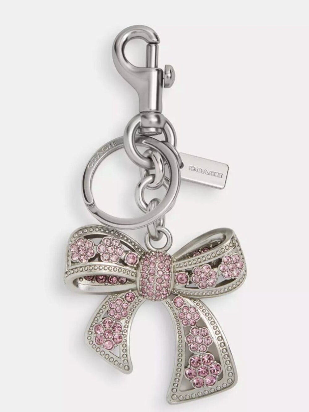 Coach Bow Bag Charm With Pink/Purple Crystals - NWT
